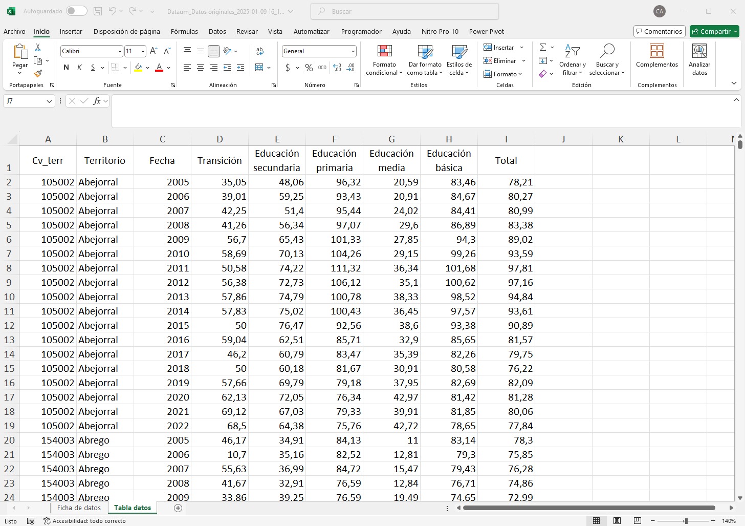 Descarga de archivos en Excel